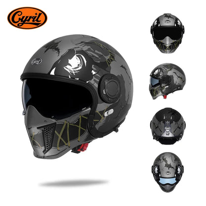 Full Face Open Face Motorcycle Helmet Double Lens Modular Helmet DOT ECE APPROVED CYRIL OP12A Man Woman Retro Moto Helmet