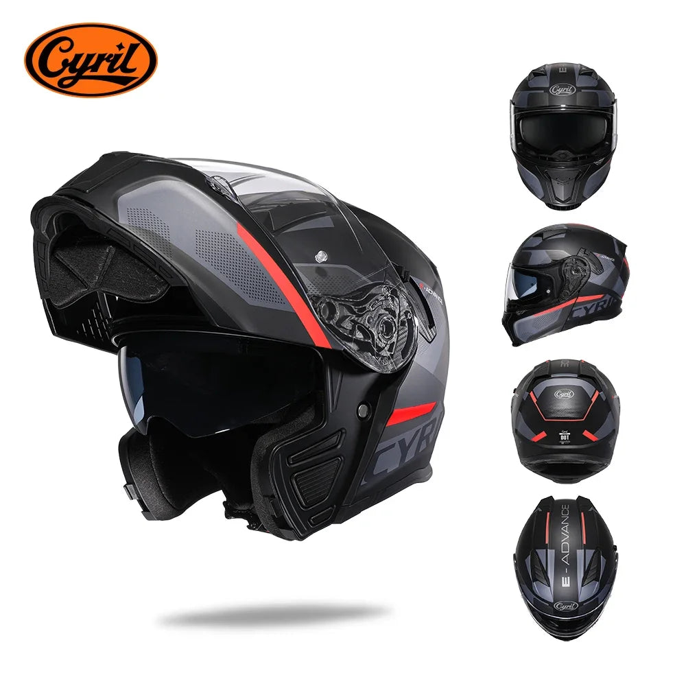 Motorcycle Helmet Dual Visor Modular Flip up Full Face Helmet for Adult Men and Women DOT Approved