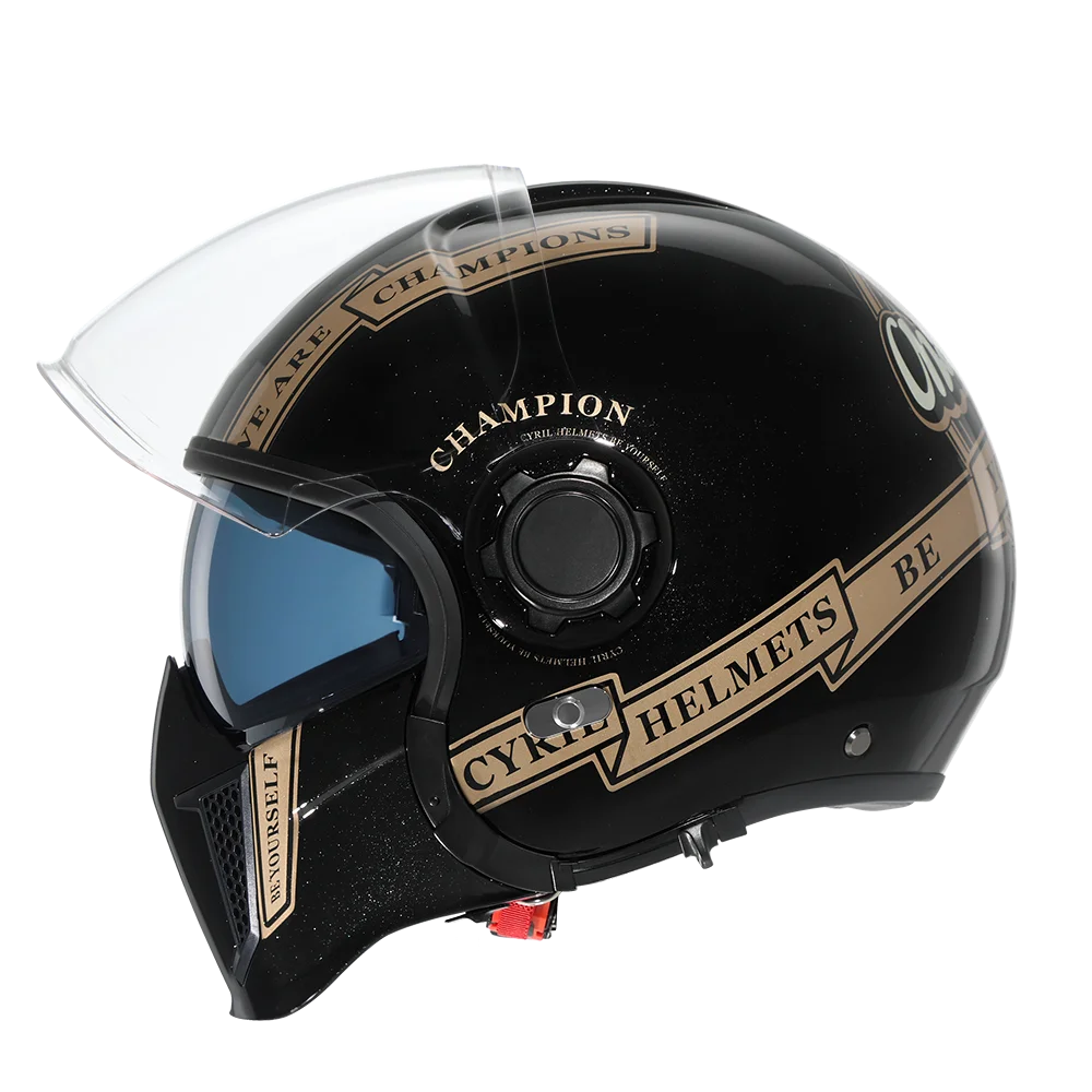 Full Face Motorcycle Helmet Retro Moto Helmets with Double Visors DOT ECE APPROVED CYRIL OP12A  Adults Modular Open Face Helmet