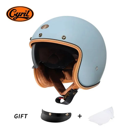 Retro 3/4 Open Face Half Motorcycle Helmet CYRIL B206 Lightweight Adult Vantage Jet Helmet for Men Women DOT ECE Approved