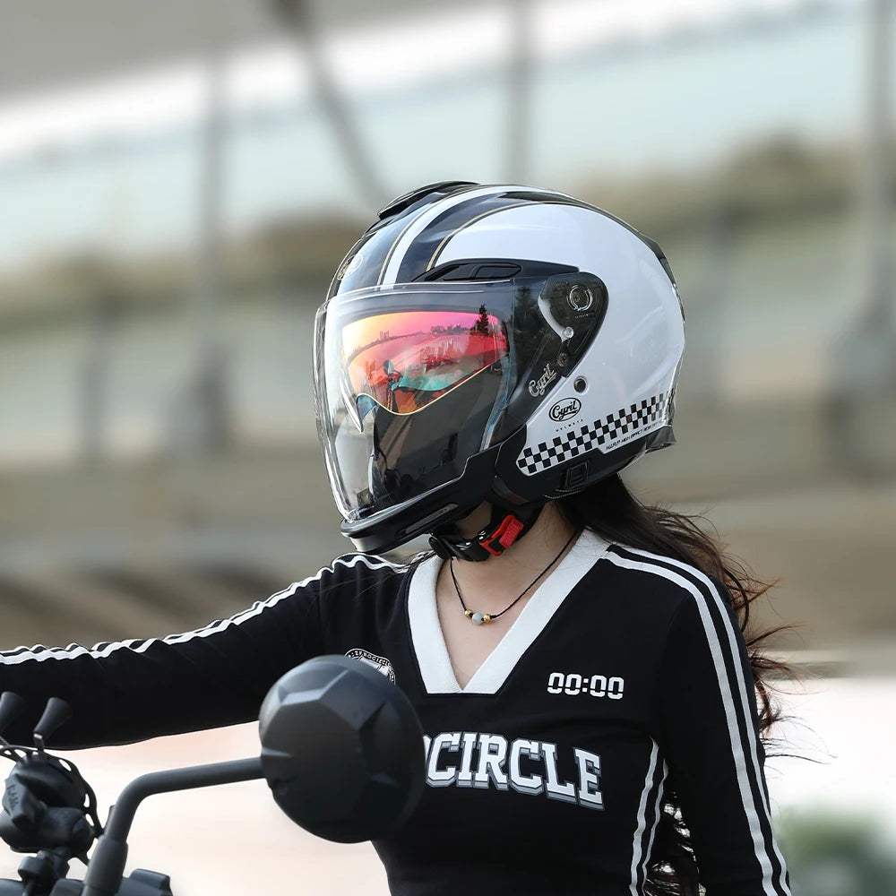 Men Women Open Face Motorcycle Helmet Motorbike Helmet Double Lens Motorcycle Helmets DOT Approved Casco Moto Capacete De Moto