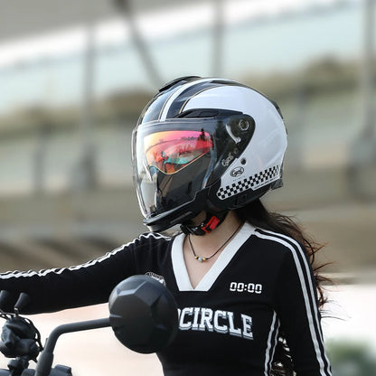 Men Women Open Face Motorcycle Helmet Motorbike Helmet Double Lens Motorcycle Helmets DOT Approved Casco Moto Capacete De Moto