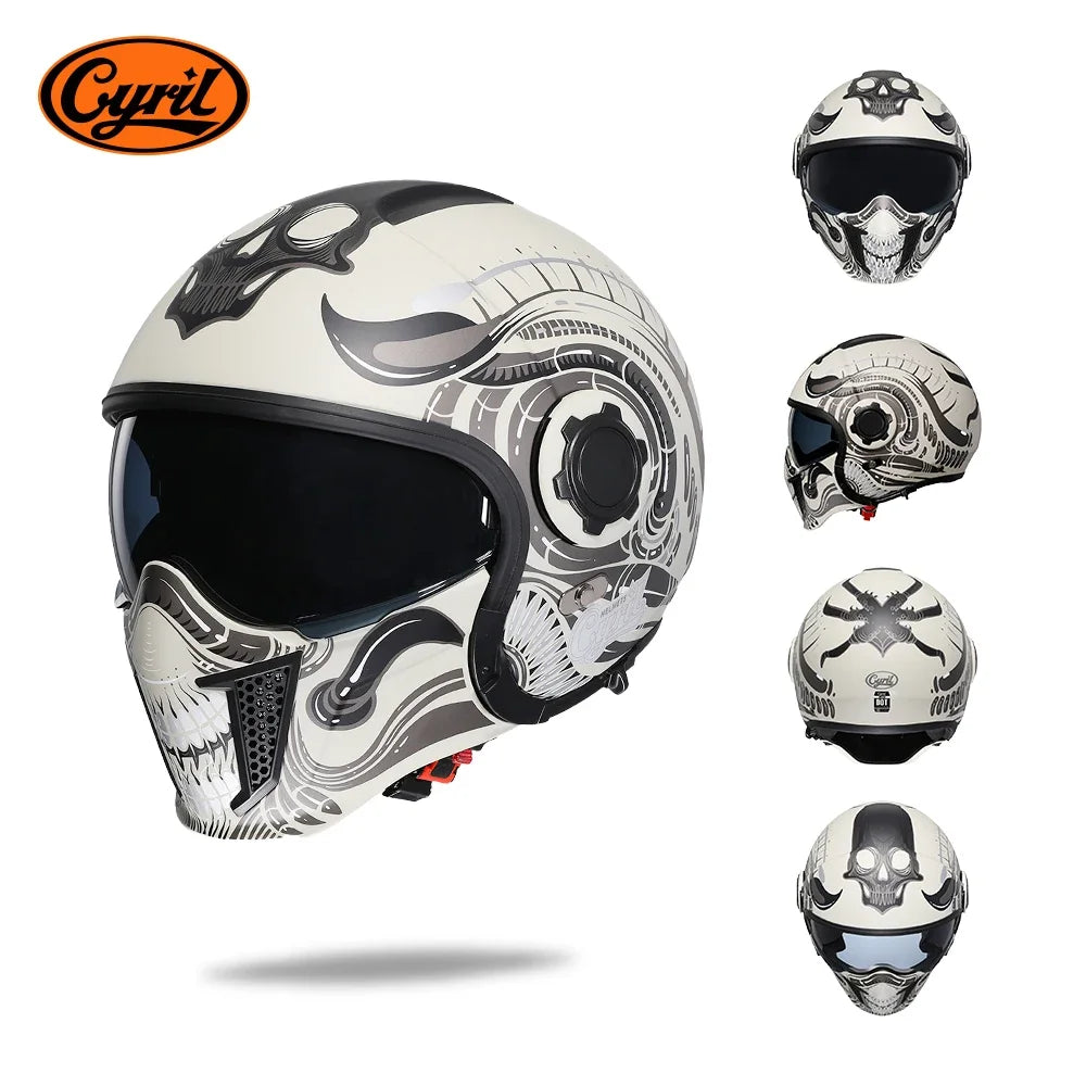 Modular Motorcycle Helmet Full Face Open Face Retro Helmets DOT ECE APPROVED CYRIL OP12A Capacete De Moto Masculino