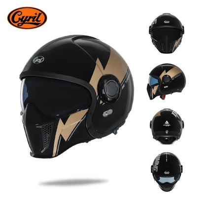 Full Face Open Face Motorcycle Helmet Double Lens Modular Helmet DOT ECE APPROVED CYRIL OP12A Man Woman Retro Moto Helmet