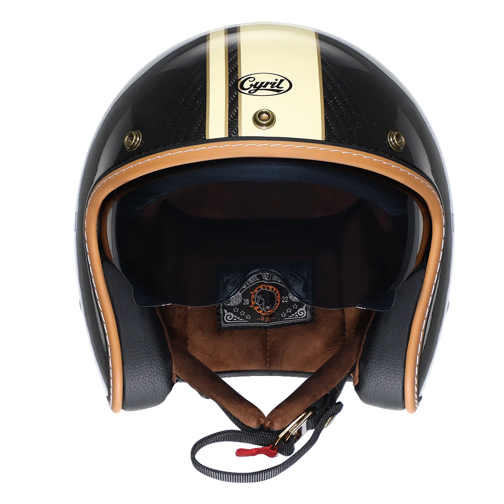 Lightweight Carbon Fiber Open Face Motorcycle Helmets Half Retro 3/4 Helmet for Man and Women DOT Approved CYRIL Casque Moto