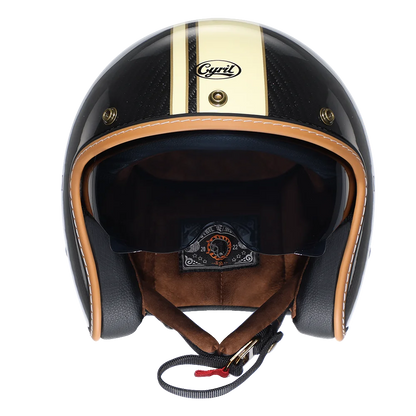 Lightweight Carbon Fiber Open Face Motorcycle Helmets Half Retro 3/4 Helmet for Man and Women DOT Approved CYRIL Casque Moto