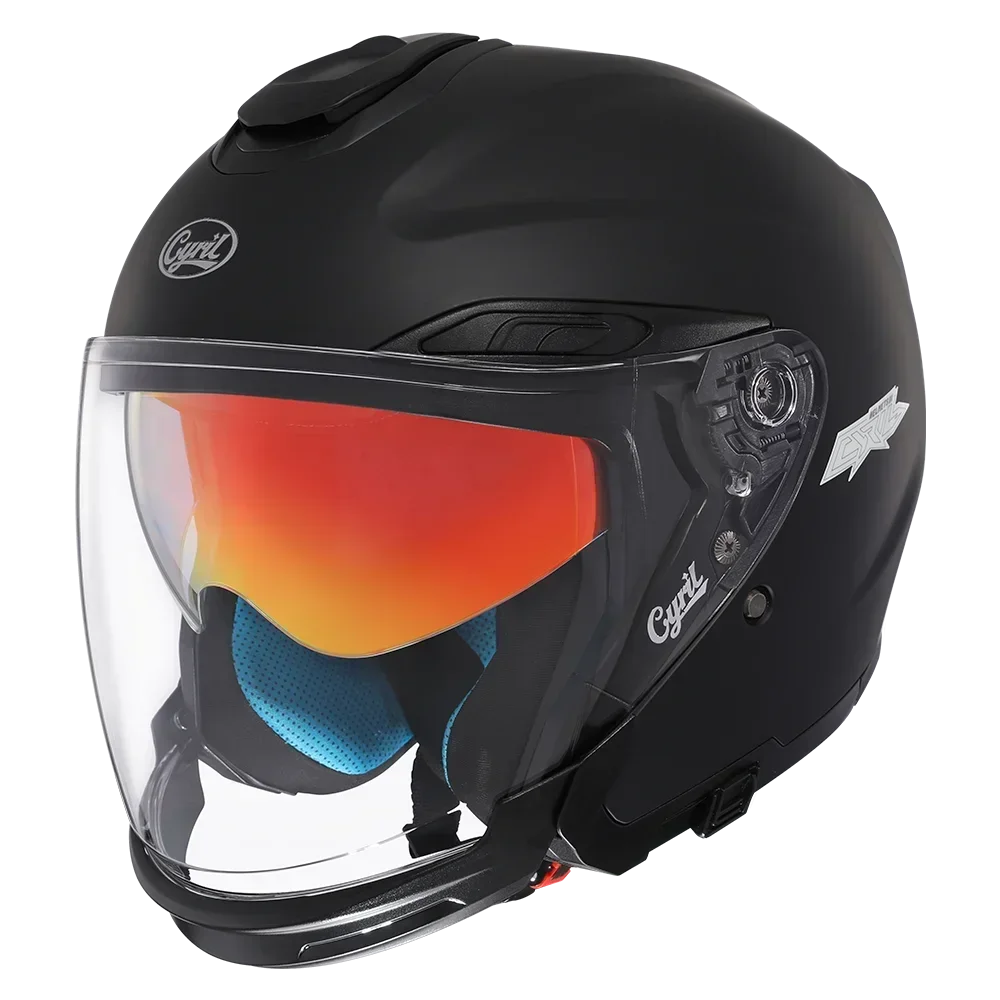 CYRIL R18 Open Face Motorcycle Helmet 3/4 Dual Visor Moto Helmet for Adult Men Women Dot Approved