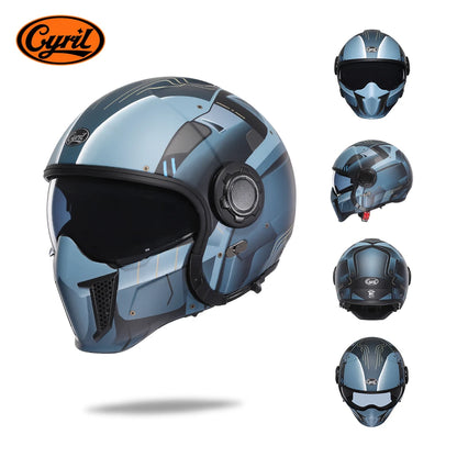 Open Face Full Face Motorcycle Helmet Double Lens Modular Helmet Man Woman Retro Moto Helmet DOT ECE APPROVED CYRIL OP12A
