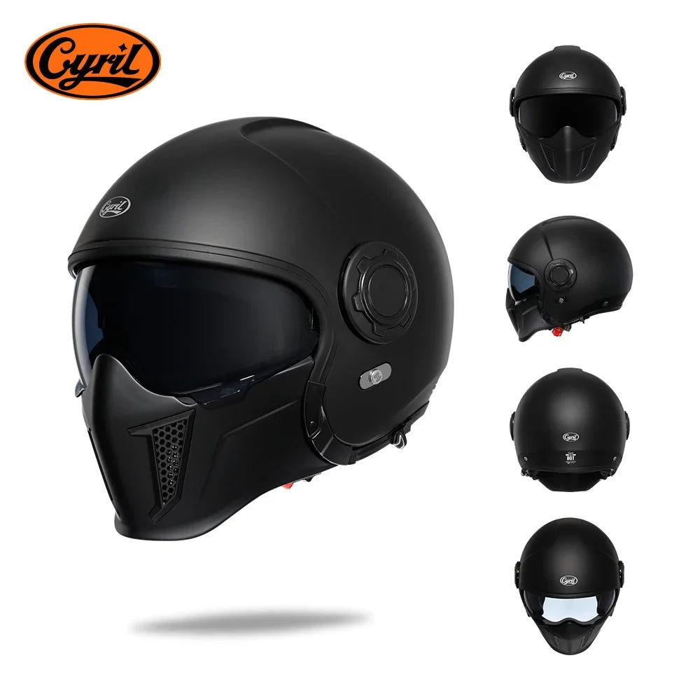 Modular Motorcycle Helmet Full Face Open Face Retro Helmets DOT ECE APPROVED CYRIL OP12A Capacete De Moto Masculino
