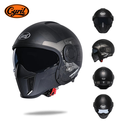 Open Face Full Face Motorcycle Helmet Double Lens Modular Helmet Man Woman Retro Moto Helmet DOT ECE APPROVED CYRIL OP12A