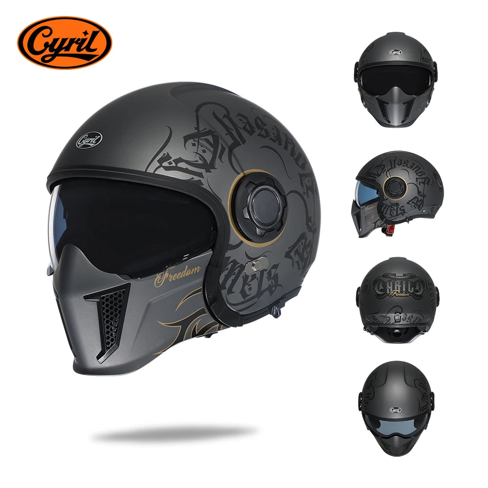 Open Face Full Face Motorcycle Helmet Double Lens Modular Helmet Man Woman Retro Moto Helmet DOT ECE APPROVED CYRIL OP12A