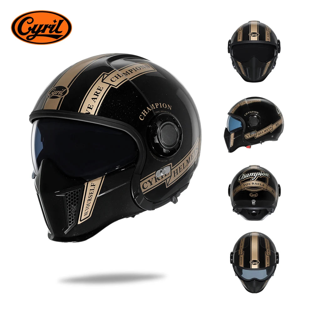 Modular Motorcycle Helmet Full Face Open Face Retro Helmets DOT ECE APPROVED CYRIL OP12A Capacete De Moto Masculino