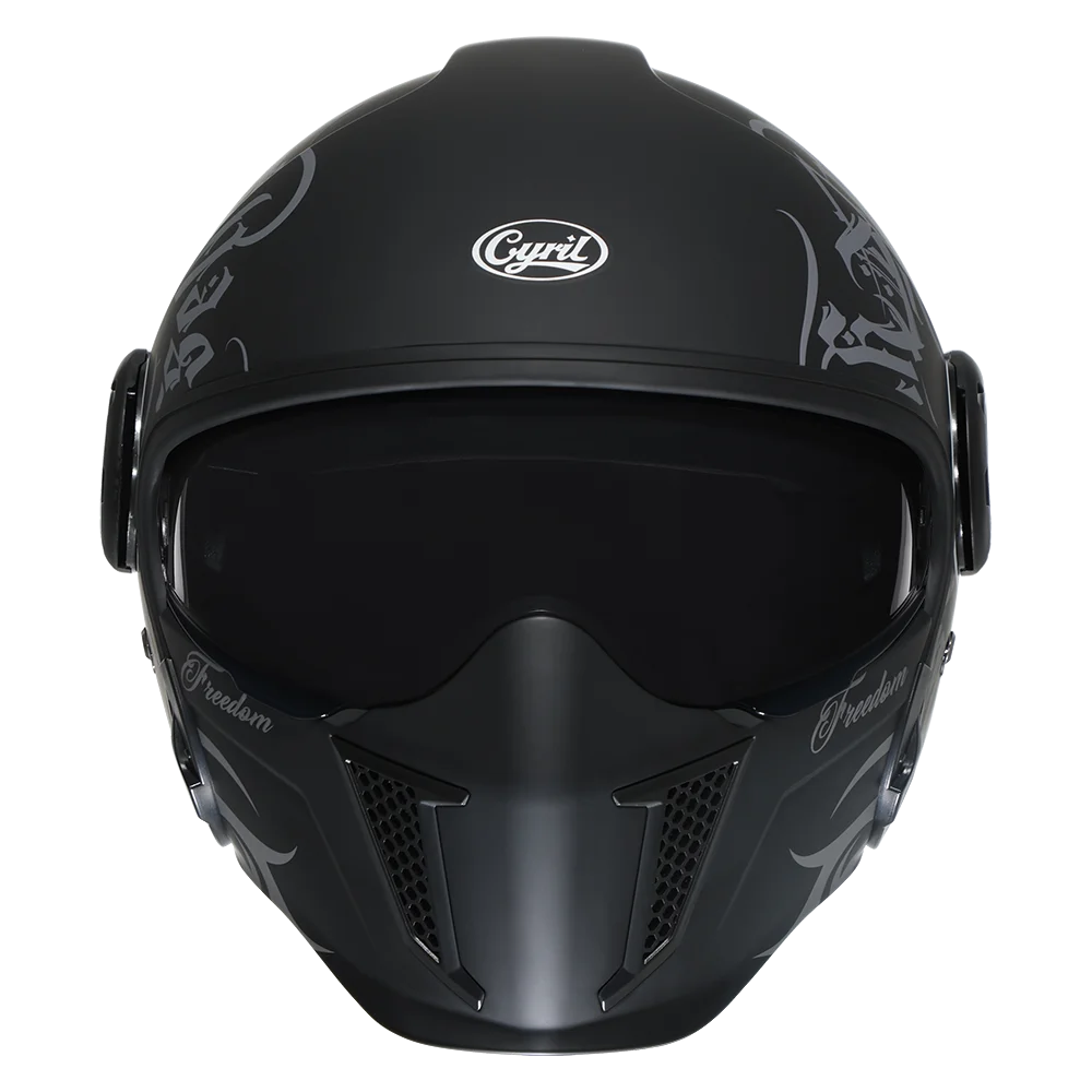 Full Face Motorcycle Helmet Retro Moto Helmets with Double Visors DOT ECE APPROVED CYRIL OP12A  Adults Modular Open Face Helmet