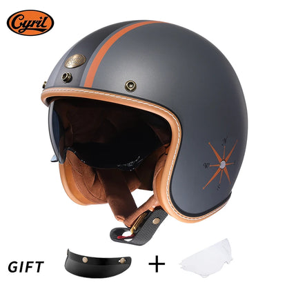 Retro 3/4 Open Face Half Motorcycle Helmet CYRIL B206 Lightweight Adult Vantage Jet Helmet for Men Women DOT ECE Approved