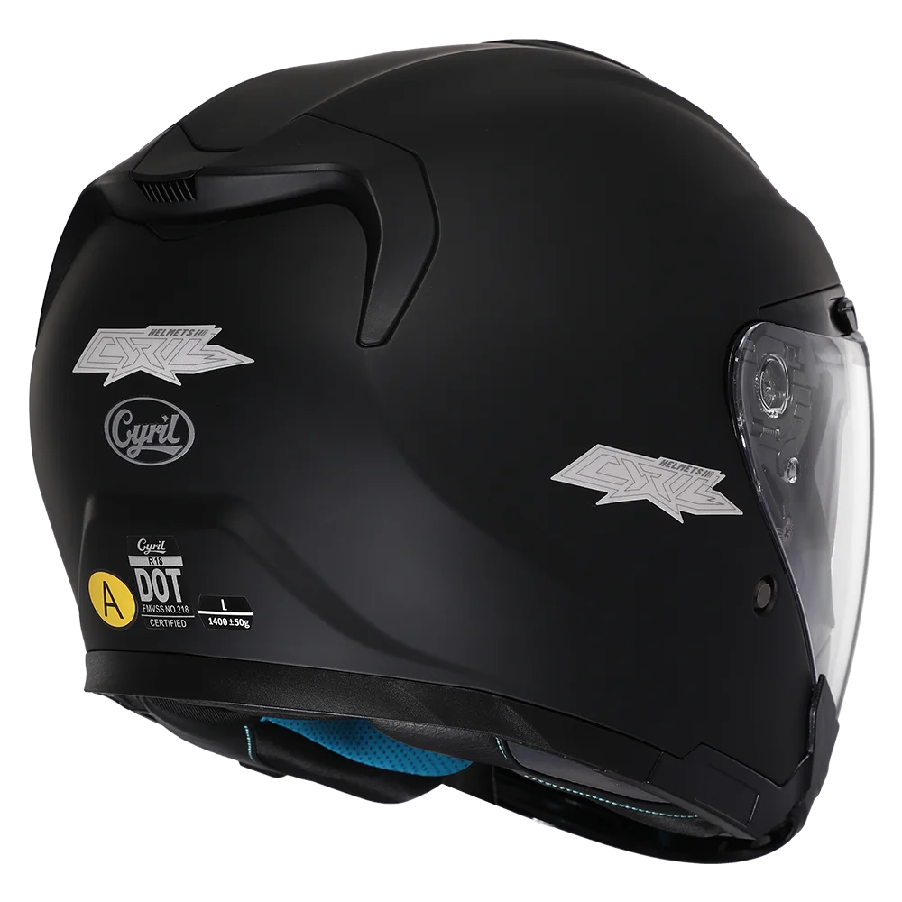 CYRIL R18 Open Face Motorcycle Helmet 3/4 Dual Visor Moto Helmet for Adult Men Women Dot Approved