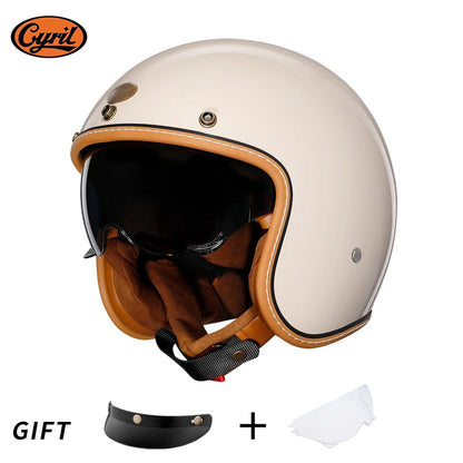 Retro 3/4 Open Face Half Motorcycle Helmet CYRIL B206 Lightweight Adult Vantage Jet Helmet for Men Women DOT ECE Approved