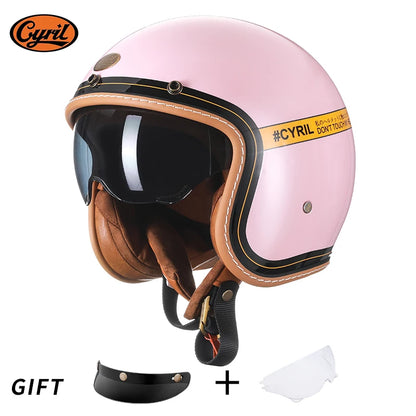 Retro 3/4 Open Face Half Motorcycle Helmet CYRIL B206 Lightweight Adult Vantage Jet Helmet for Men Women DOT ECE Approved
