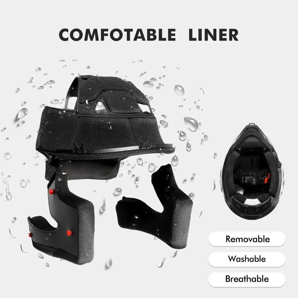 Full Face Motorcross Dirt Bike Helmets Dual Sports Helmet for Man and Women Can Be Installed GOPRO DOT Approved Triangle AH609