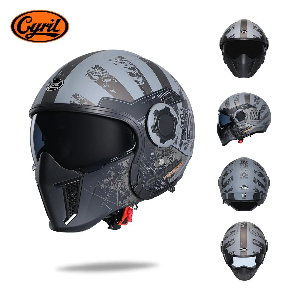 Modular Motorcycle Helmet Full Face Open Face Retro Helmets DOT ECE APPROVED CYRIL OP12A Capacete De Moto Masculino