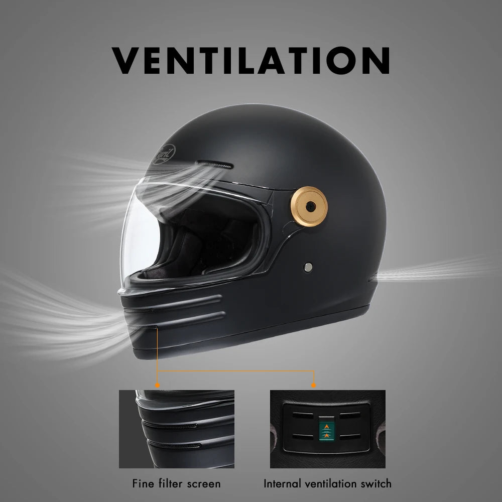 Glass Fiber Full Face Motorcycle Helmet Lightweight Retro Motorcross Motorbike Helmets for Adults DOT Approved Casco Moto