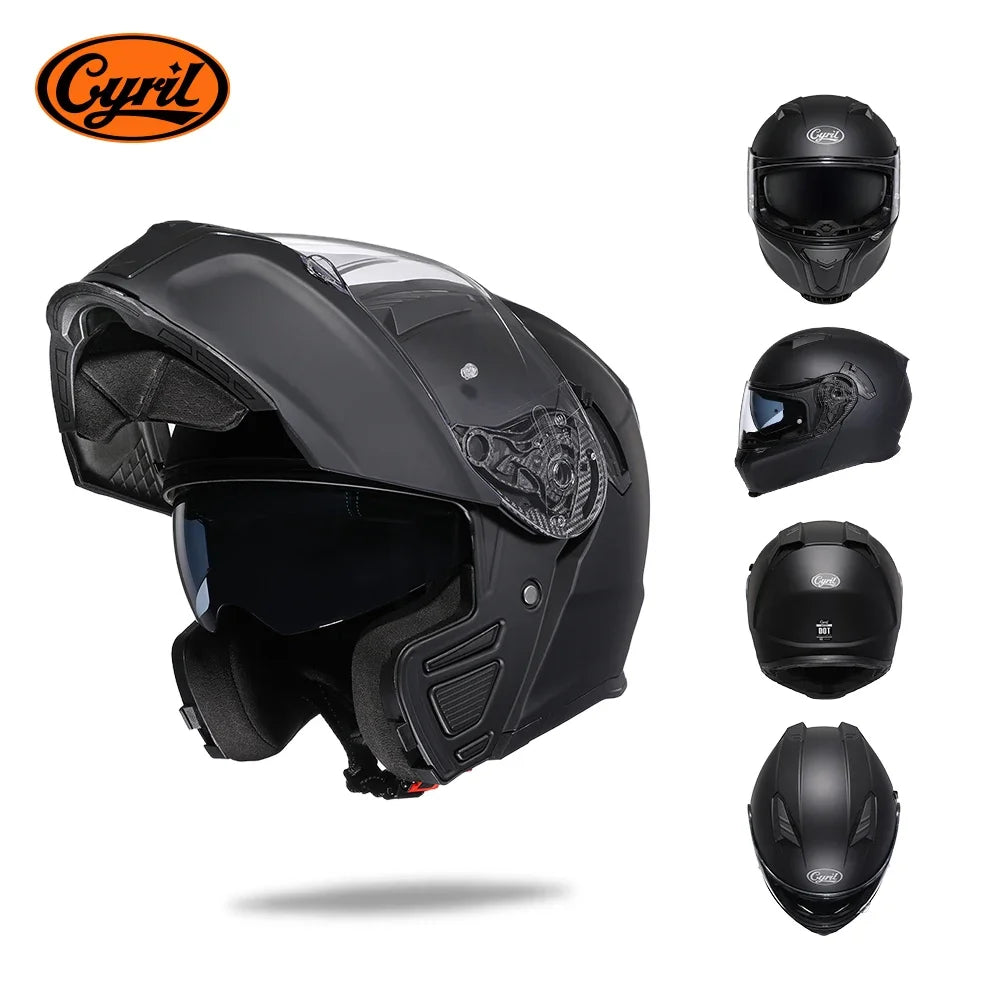 Motorcycle Helmet Dual Visor Modular Flip up Full Face Helmet for Adult Men and Women DOT Approved