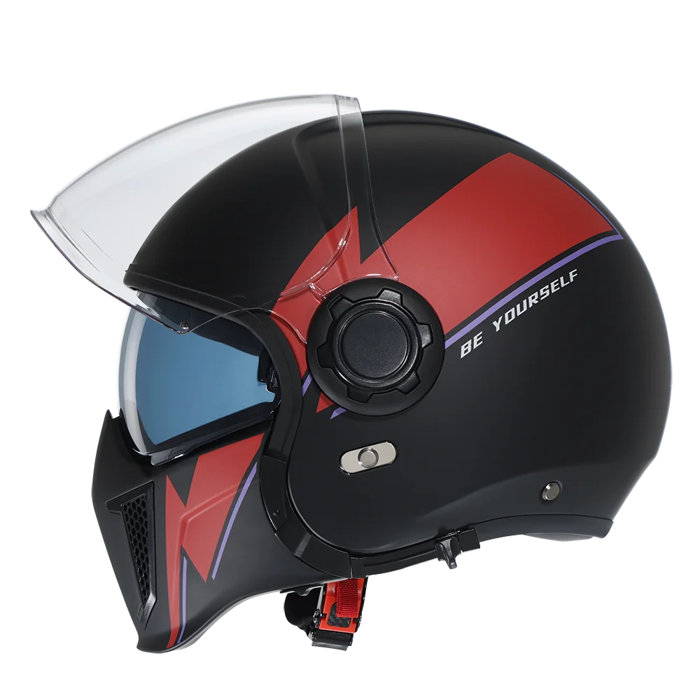 Full Face Motorcycle Helmet Retro Moto Helmets with Double Visors DOT ECE APPROVED CYRIL OP12A  Adults Modular Open Face Helmet