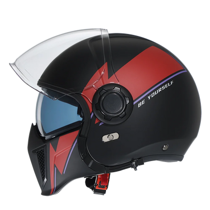 Full Face Motorcycle Helmet Retro Moto Helmets with Double Visors DOT ECE APPROVED CYRIL OP12A  Adults Modular Open Face Helmet