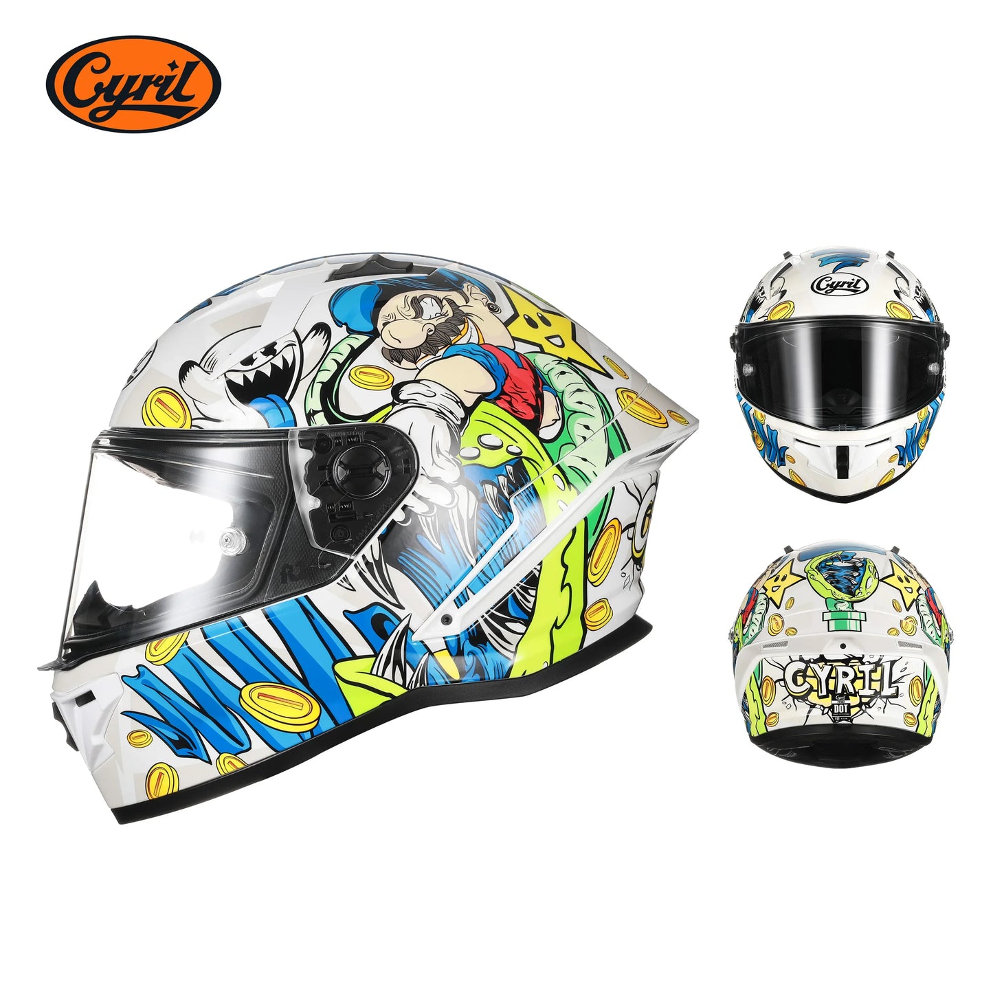 Full Face Motorcycle Helmet DOT Approved Helmet for Men Women Original CYRIL Cascos Para Moto Motorbike Helmets Casco Moto