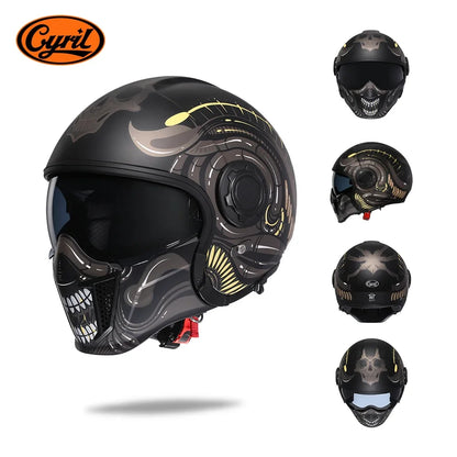 Modular Motorcycle Helmet Full Face Open Face Retro Helmets DOT ECE APPROVED CYRIL OP12A Capacete De Moto Masculino