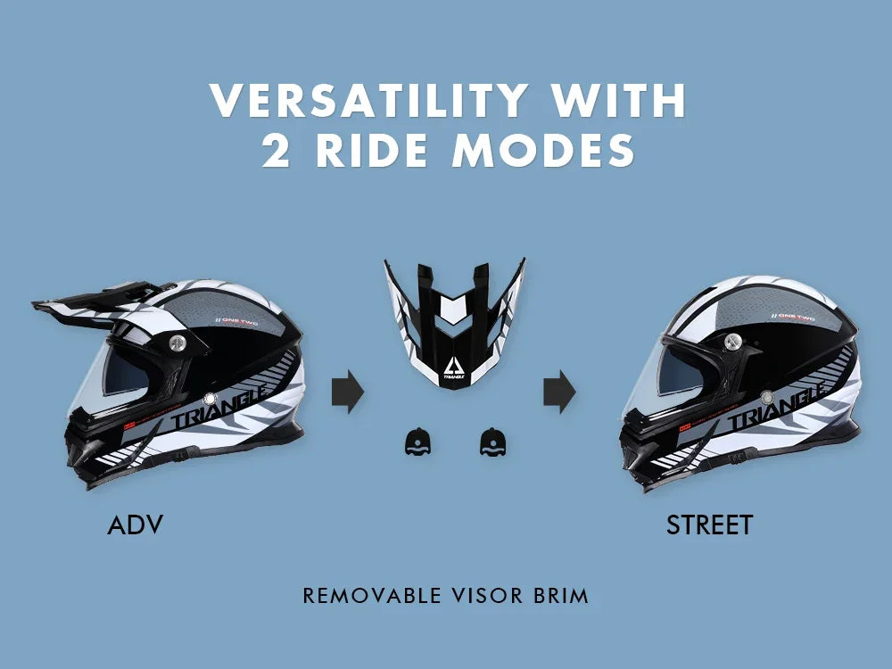 Full Face Motorcross Dirt Bike Helmets Dual Sports Helmet for Man and Women Can Be Installed GOPRO DOT Approved Triangle AH609